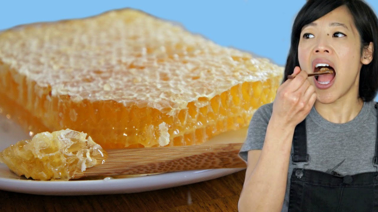Honeycomb is a sweet treat that comes from bees.