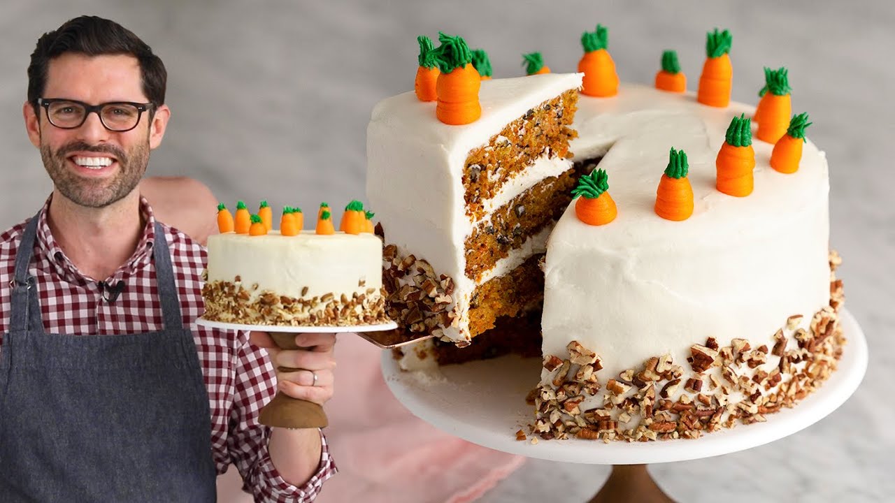 Carrot cake is delicious, moist, and sweet.