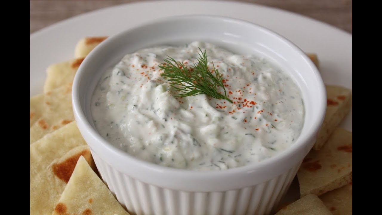 Tzatziki is a Greek yogurt-based sauce, commonly found in Mediterranean countries as a dip or garnish. 
