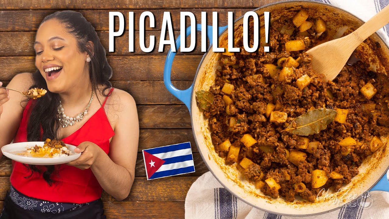 Picadillo is a popular Cuban dish made of ground beef, tomato sauce, and raisins. 